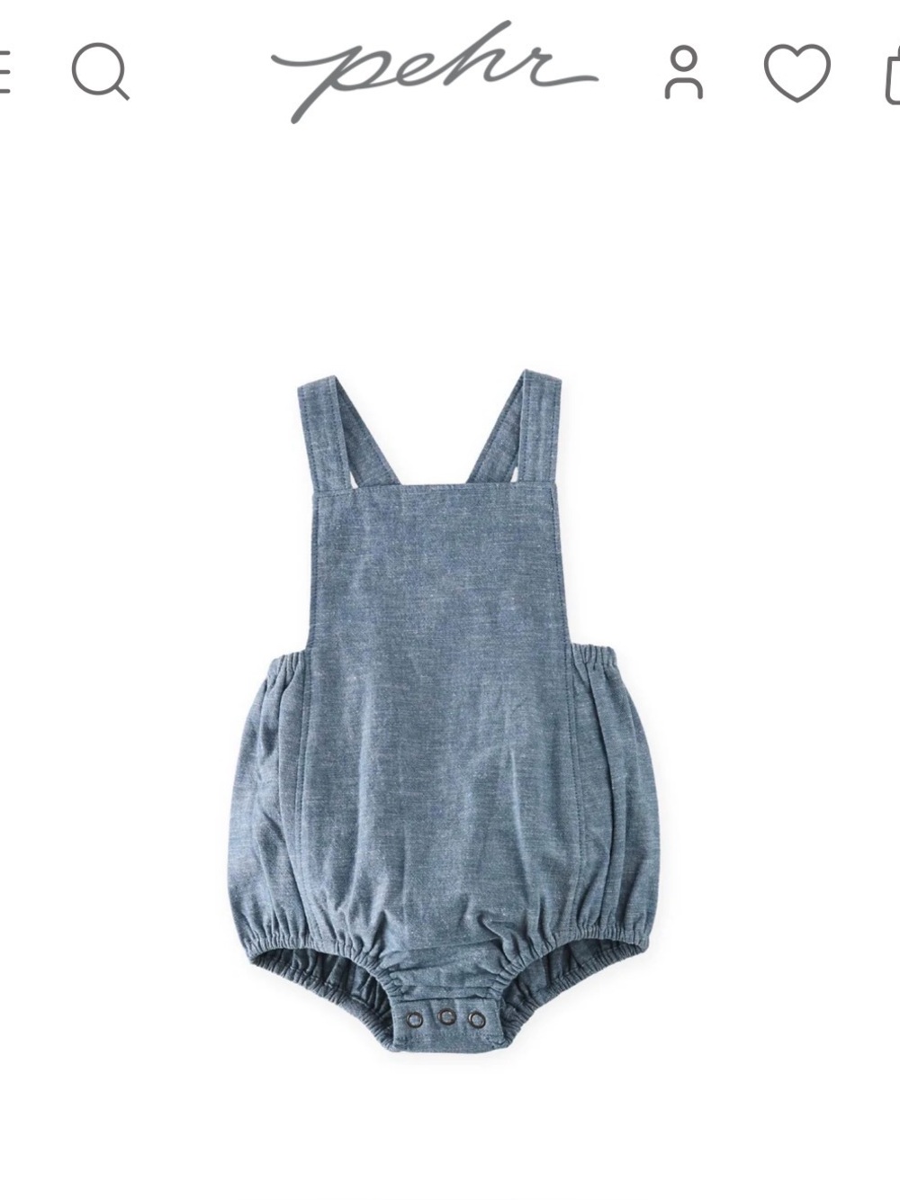 Chambray Bubble Romper with Cross-Back Straps - 3-6 months